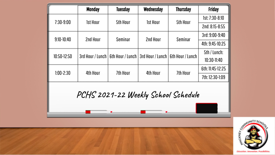 2021-22 PCHS Weekly School Schedule