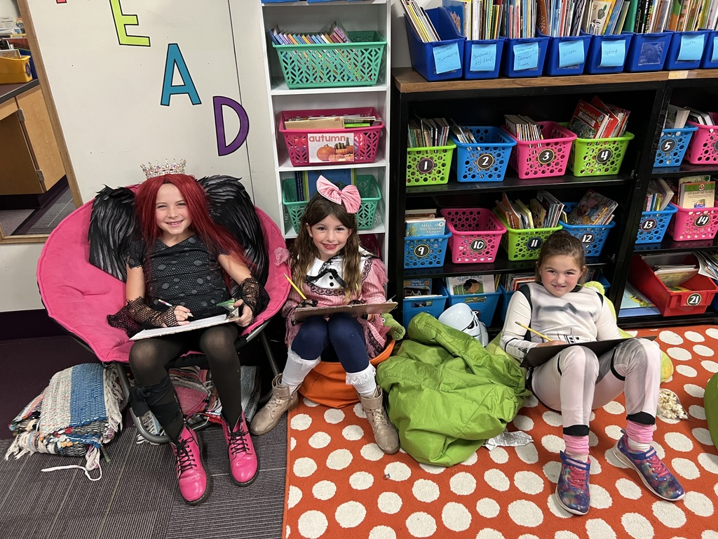 Reading and writing in our costumes. 